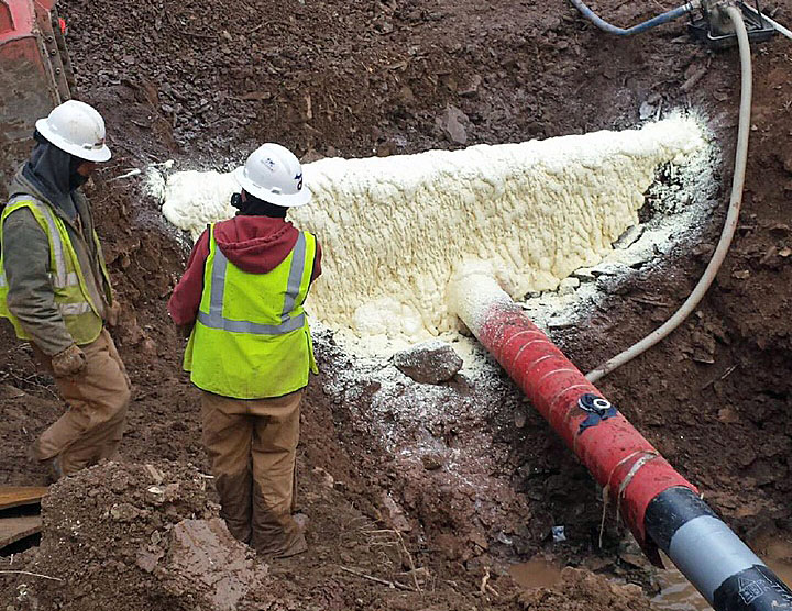Utility Industry / Inground Gas Pipeline Breaker Urethane Foam Application